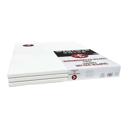4 Packs: 3 ct. (12 total) 18" x 24" Super Value Canvas by Artist's Loft®